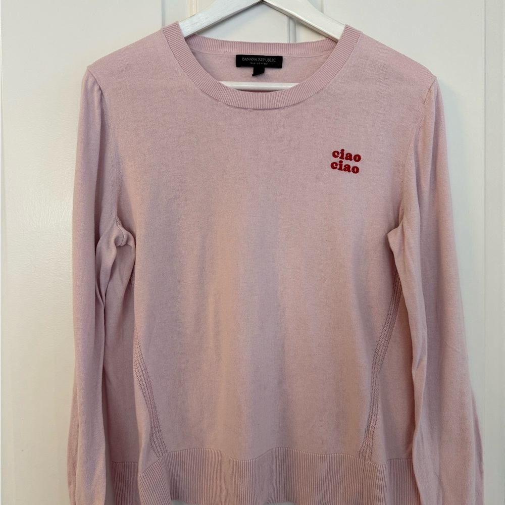Banana Republic Light Pink Sweatshirt with Red Embroidery